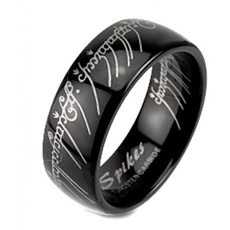 Fekete Volfrámacél Wolfram Gyűrűk Ura felirattal Karikagyűrű